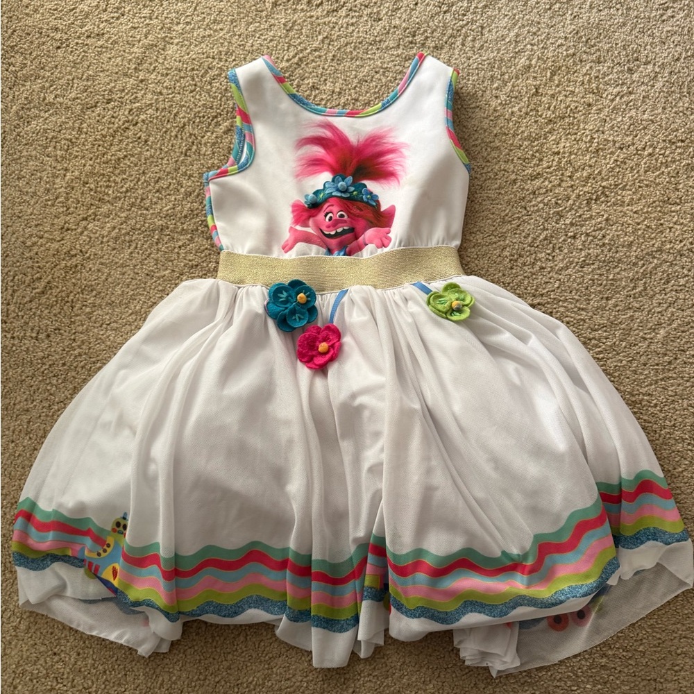 Dreamworks White and Multicolor Kids Formal Dress